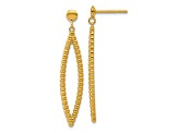 14K Yellow Gold Polished Beaded Post Dangle Earrings