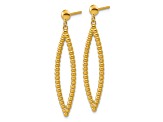 14K Yellow Gold Polished Beaded Post Dangle Earrings