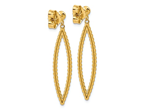 14K Yellow Gold Polished Beaded Post Dangle Earrings