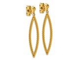14K Yellow Gold Polished Beaded Post Dangle Earrings