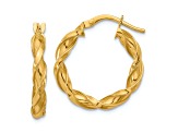 14k Yellow Gold 7/8 inch Polished Twisted Hoop Earrings