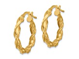 14k Yellow Gold 7/8 inch Polished Twisted Hoop Earrings