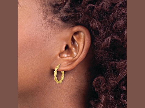 14k Yellow Gold 7/8 inch Polished Twisted Hoop Earrings
