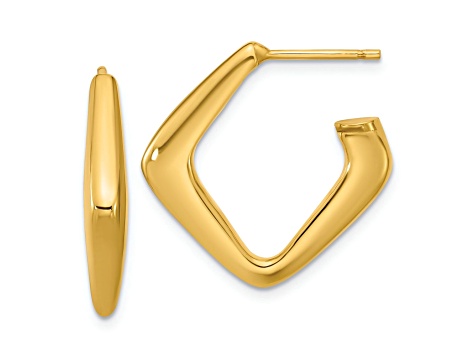 14k Yellow Gold 7/8 inch Polished J-Hoop Earrings
