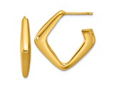 14k Yellow Gold 7/8 inch Polished J-Hoop Earrings