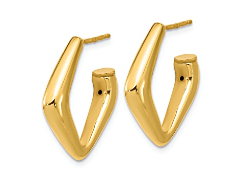 14k Yellow Gold 7/8 inch Polished J-Hoop Earrings