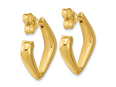 14k Yellow Gold 7/8 inch Polished J-Hoop Earrings