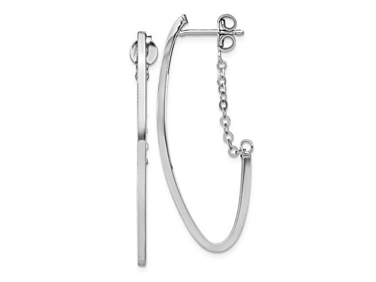 14k Yellow Gold and Rhodium Over 14k Yellow Gold 1 5/8 inch Polished Hoop Earrings