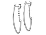 14k Yellow Gold and Rhodium Over 14k Yellow Gold 1 5/8 inch Polished Hoop Earrings