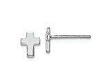 Rhodium Over 14k White Gold Polished Cross Stud Earrings