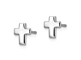 Rhodium Over 14k White Gold Polished Cross Stud Earrings