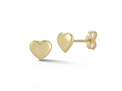 Bellissima Gold 14K Yellow Gold Puffed Dainty Heart Studs
