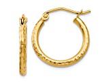 10k Yellow Gold 11/16 inch Diamond-Cut Hinged Hoop Earrings