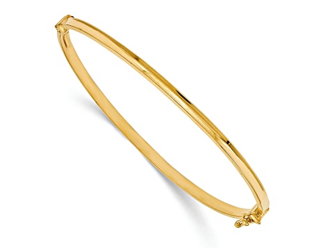 14k Yellow Gold Polished 3mm Hinged Bangle