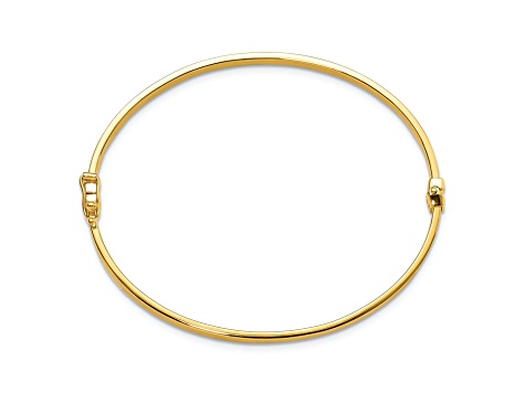 14k Yellow Gold Polished 3mm Hinged Bangle