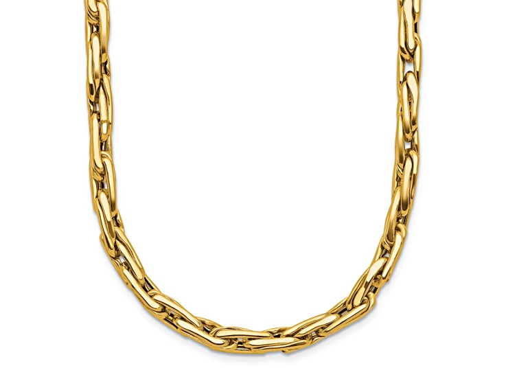 14k Yellow Gold Polished Fancy Link 18 Inch Necklace