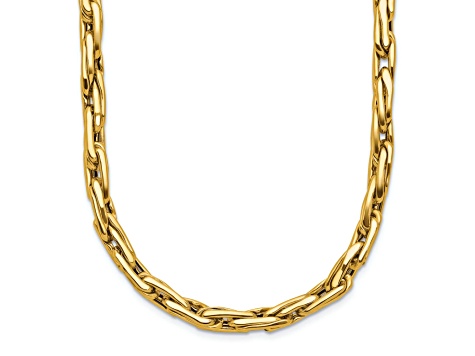 14k Yellow Gold Polished Fancy Link 18 Inch Necklace