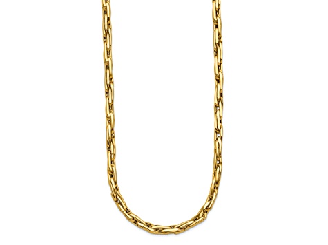 14k Yellow Gold Polished Fancy Link 18 Inch Necklace