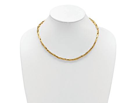 14k Yellow Gold Polished Fancy Link 18 Inch Necklace