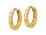 10k Yellow Gold 1/2 inch Polished and Diamond-cut Huggie Hoop Earrings