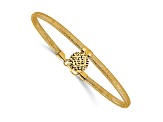14k Yellow Gold Polished Stretchable Mesh Diamond-Cut Disc Bracelet