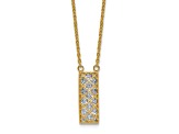14k Yellow Gold and 14k White Gold Polished Diamond-Cut Bar Pendant Cable Link 18 Inch Necklace