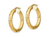 14k Yellow Gold 1 1/8 inch Polished Diamond-Cut Hoop Earrings