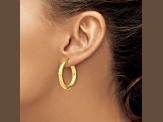 14k Yellow Gold 1 1/8 inch Polished Diamond-Cut Hoop Earrings