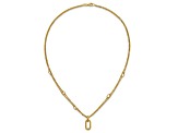 14K Yellow Gold Polished Oval Pendant with Fancy Two Strand 17.75 Inch Cable Chain