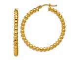 14k Yellow Gold 1 3/16 inch Polished Beaded Round Hoop Earrings