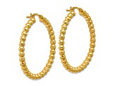 14k Yellow Gold 1 3/16 inch Polished Beaded Round Hoop Earrings