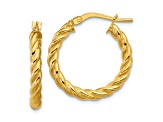 14k Yellow Gold 3/4 inch Polished and Twisted Round Hoop Earrings