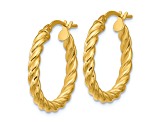 14k Yellow Gold 3/4 inch Polished and Twisted Round Hoop Earrings