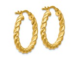 14k Yellow Gold 3/4 inch Polished and Twisted Round Hoop Earrings