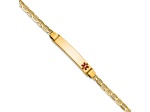 14k Yellow Gold Medical Red Enamel Mariner ID Bracelet