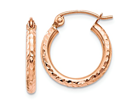 14k Rose Gold Diamond-Cut 9/16" Hoop Earrings