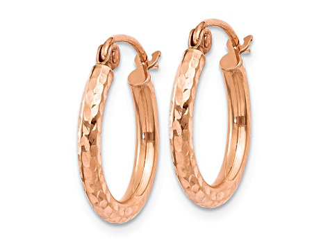 14k Rose Gold Diamond-Cut 9/16" Hoop Earrings