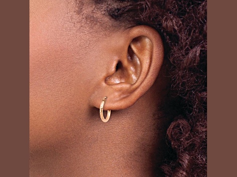14k Rose Gold Diamond-Cut 9/16" Hoop Earrings