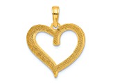 14k Yellow Gold and Rhodium Over 14k Yellow Gold Polished Heart Pendant