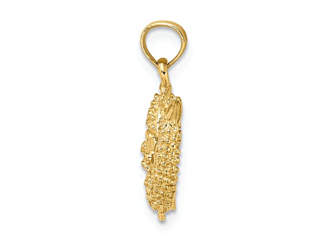 14k Yellow Gold 3D Textured Pisces Zodiac pendant