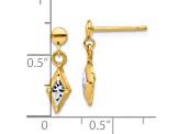 14K Yellow Gold and White Rhodium Polished Post Dangle Earrings
