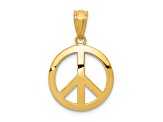 14k Yellow Gold Polished Peace Sign Circle Pendant