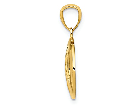 14k Yellow Gold Polished Peace Sign Circle Pendant