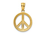 14k Yellow Gold Polished Peace Sign Circle Pendant