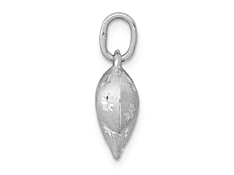 Rhodium Over 14k White Gold Satin Diamond-Cut 3D Puffed Heart Pendant
