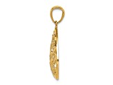 14k Yellow Gold Polished and Textured Small Filigree Teardrop Pendant
