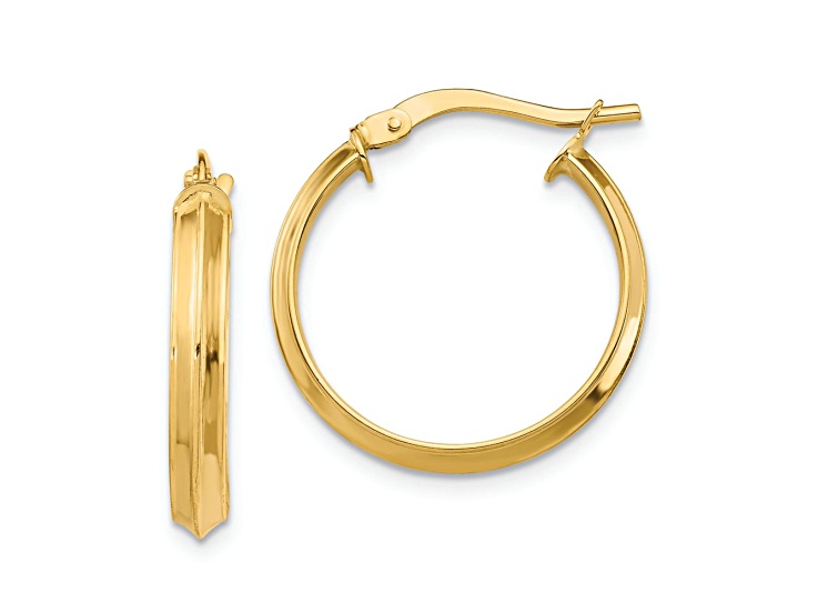14k Yellow Gold Polished 13/16"Medium Hoop Earrings