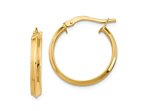 14k Yellow Gold Polished 13/16"Medium Hoop Earrings