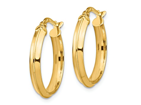 14k Yellow Gold Polished 13/16"Medium Hoop Earrings