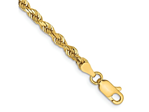 14k Yellow Gold 3.35mm Diamond-Cut Quadruple Rope Link Bracelet